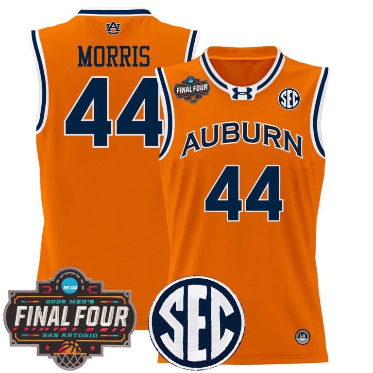 Men Auburn Tigers #44 Morris orange 2025 Final Four Patch Lightweight  NCAA Jersey->ncaa teams->NCAA Jersey
